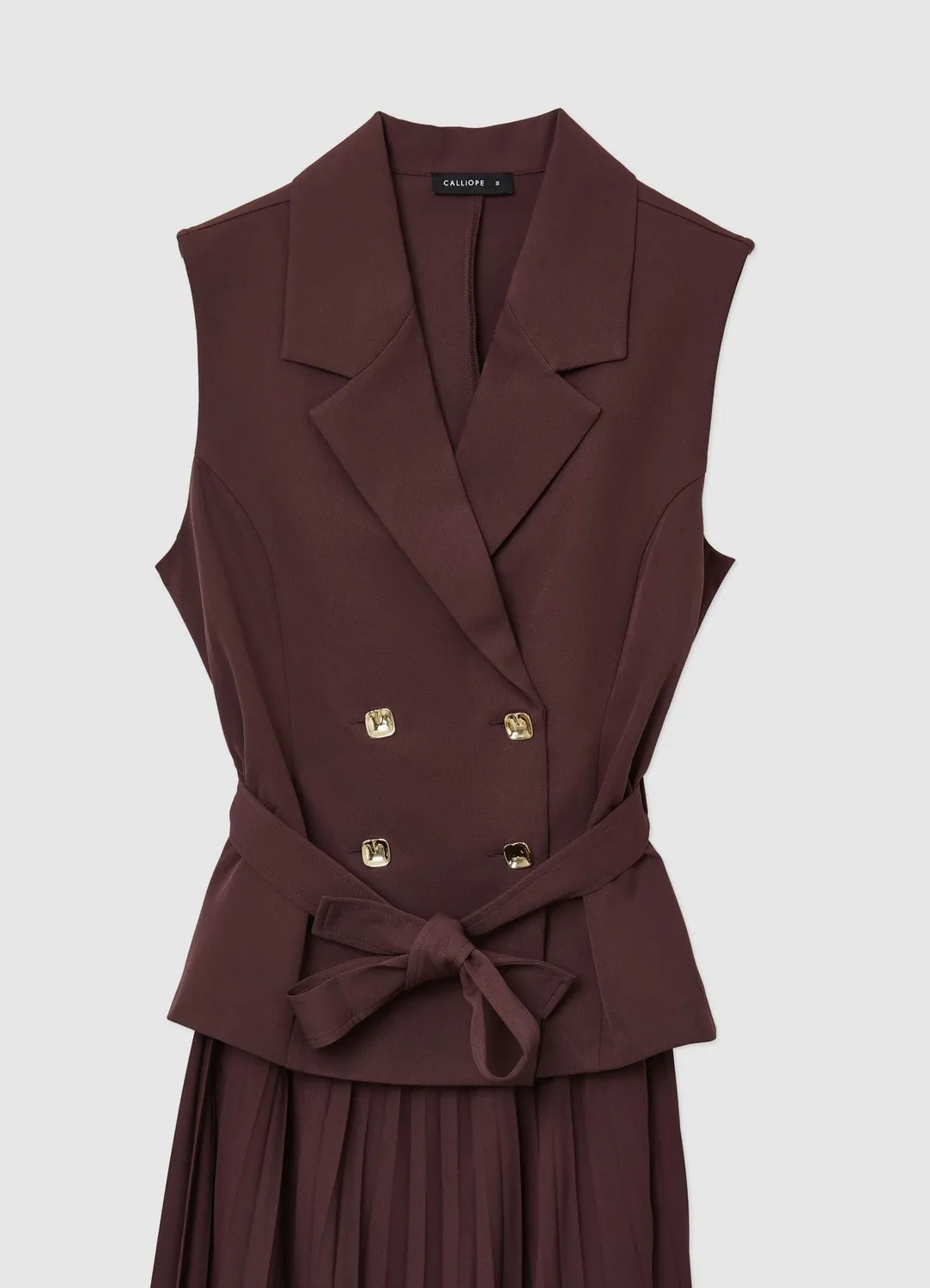 Calliope robe gilet plissée boutonnée femme à ceinture