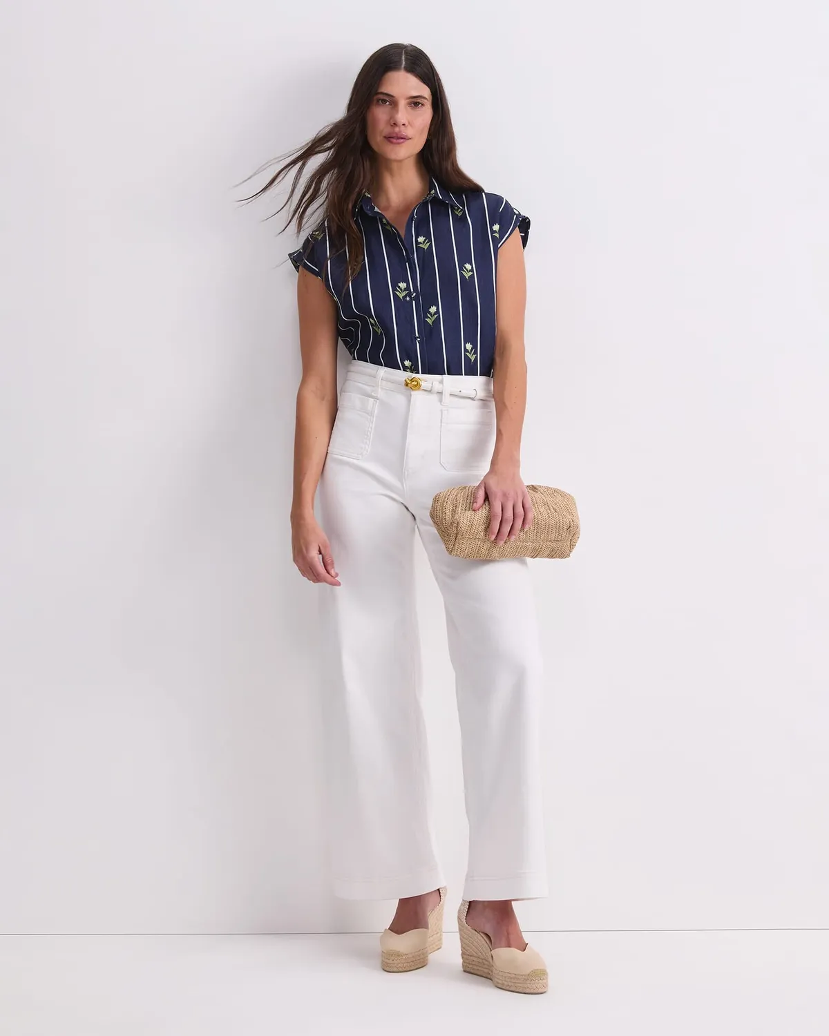 Sportscraft Hampton Stripe chemisier lin rayé femme