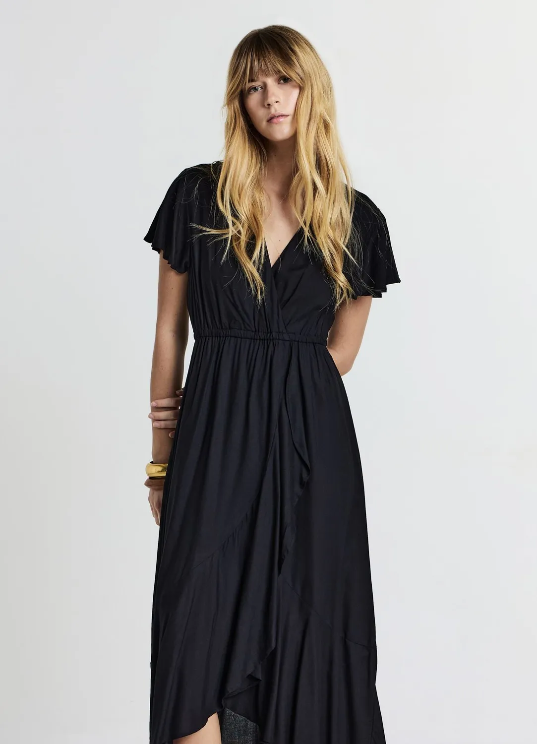 Calliope Croisé à Volants robe longue femme