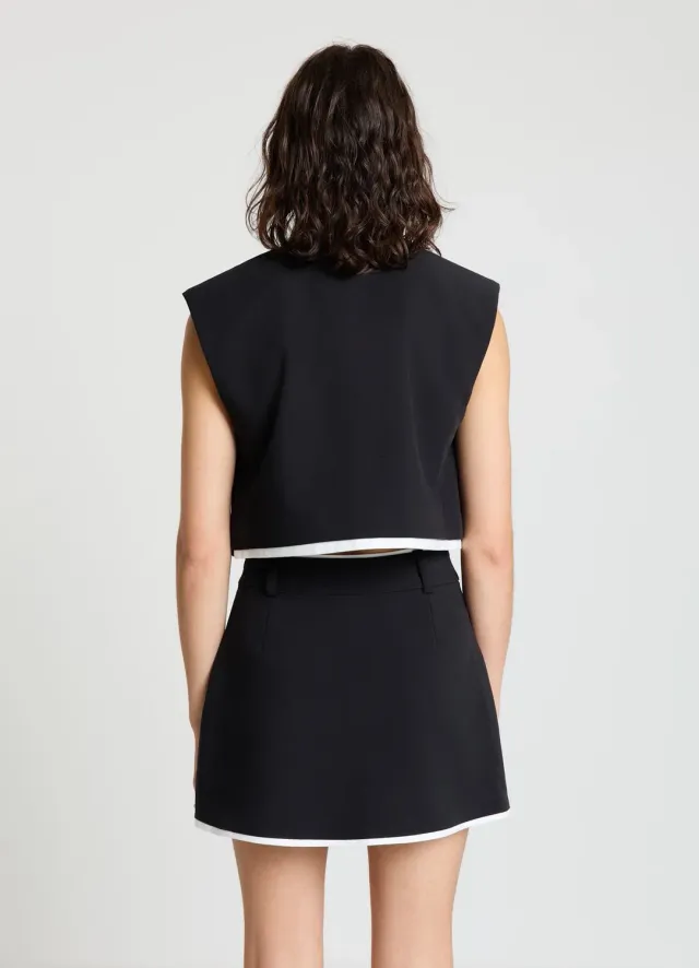 Calliope Gilet femme court revers uni 1 bouton