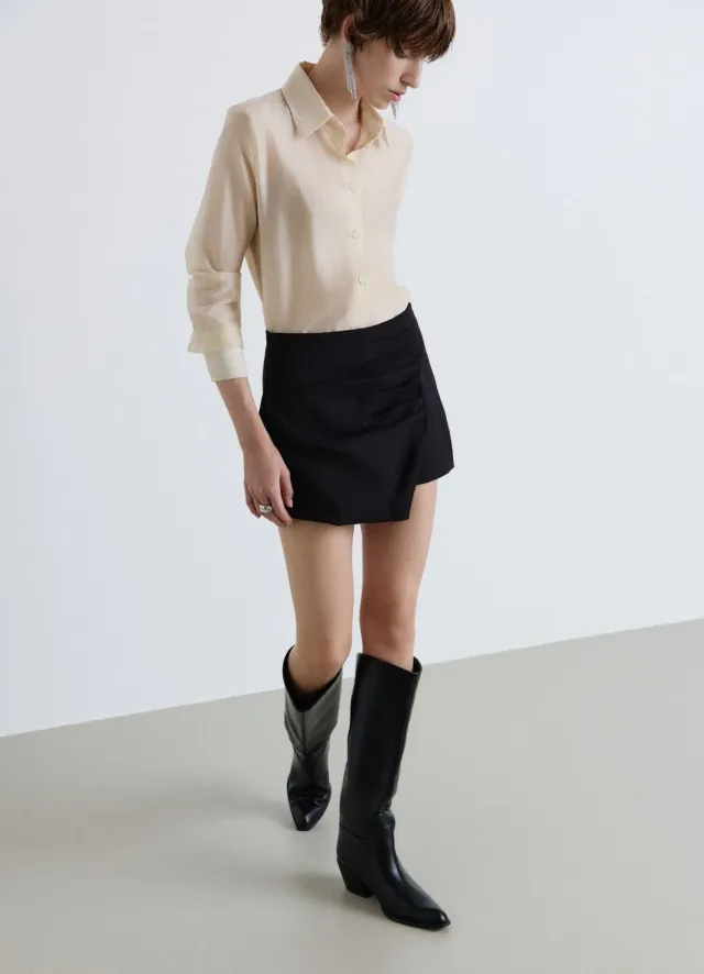Calliope Short Pantagonna Plis Short Femme Uni Coupe Reguliere
