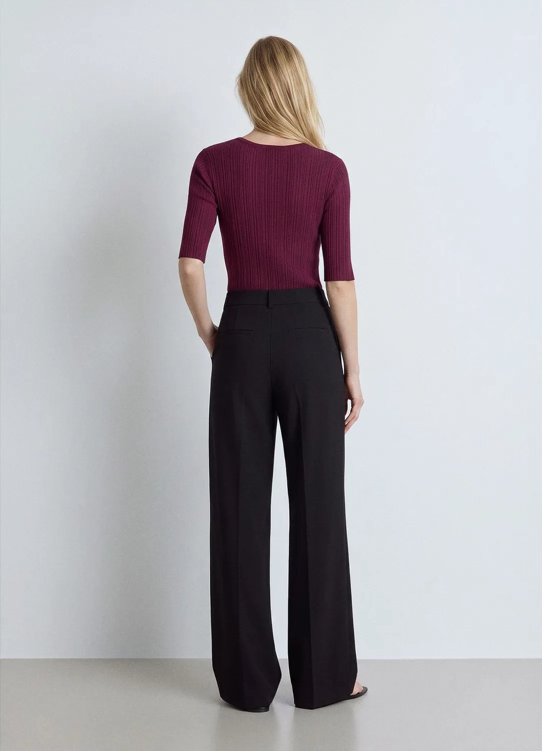 Calliope t-shirt côtelé col rond femme uni