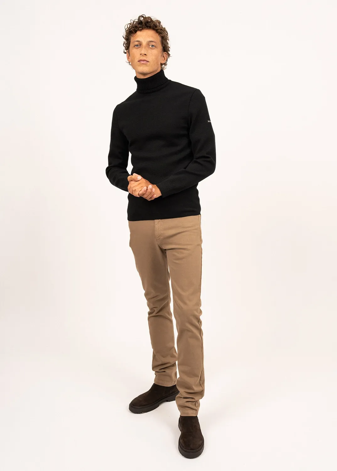 Saint James Bretagne roulé pull noir laine col roulé