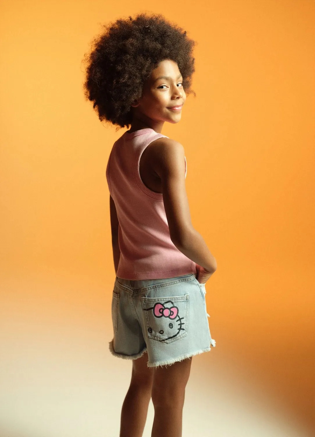 Calliope Short jean Hello Kitty fille effiloché