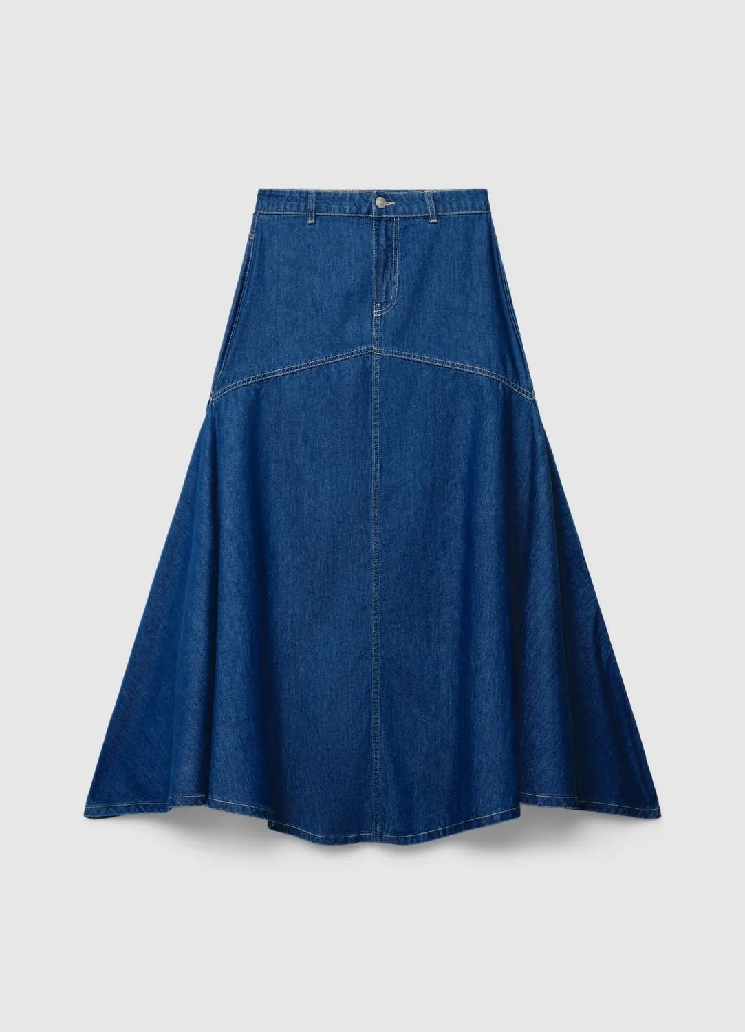 Calliope Denim jupe longue femme évasée à surpiqûres