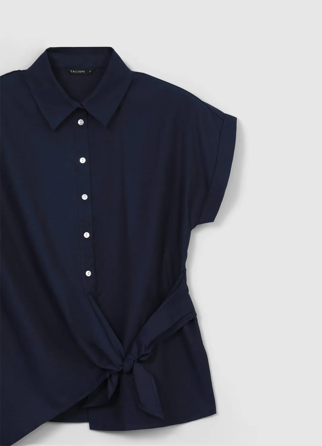 Calliope chemise nouée femme manches courtes coton
