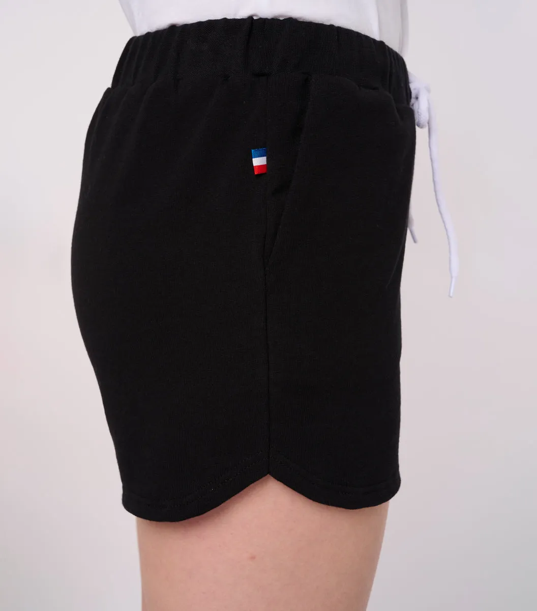 Cocorico Noir short molleton femme noir coton