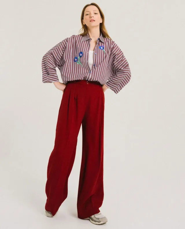 Tinsels Upton Cherry pantalon large crêpe à pinces