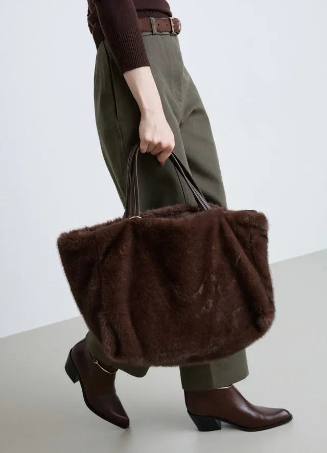 Calliope Shopper Rectangulaire sac cabas effet poil TU