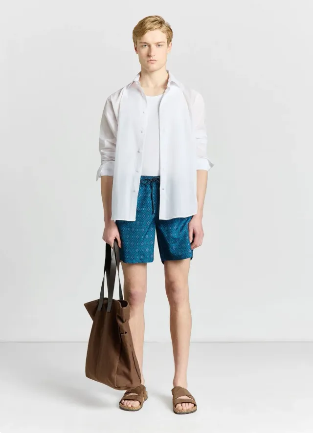 Calliope Bermuda géométrique short de bain homme élastique