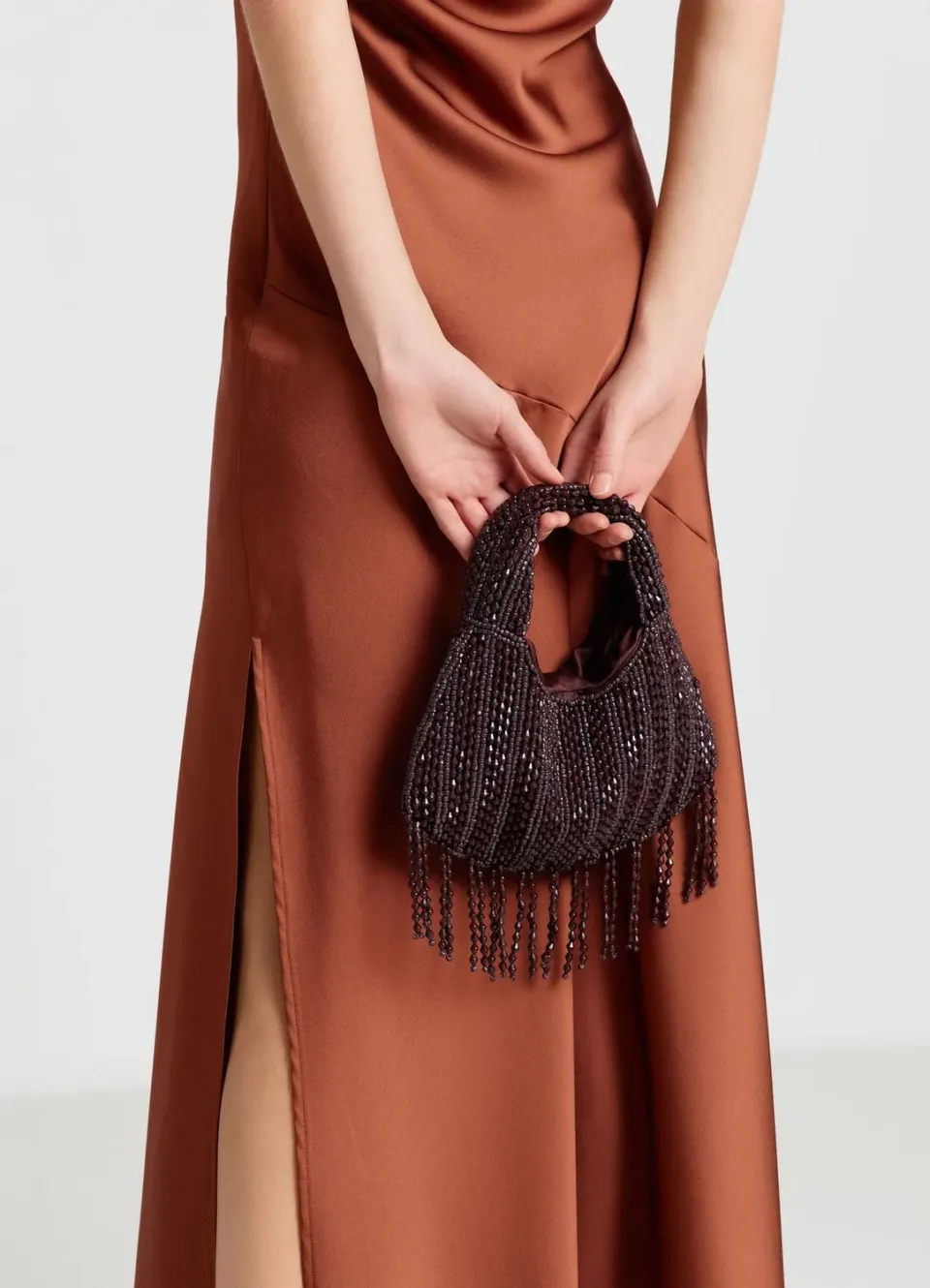 Calliope sac demi-lune perles franges TU