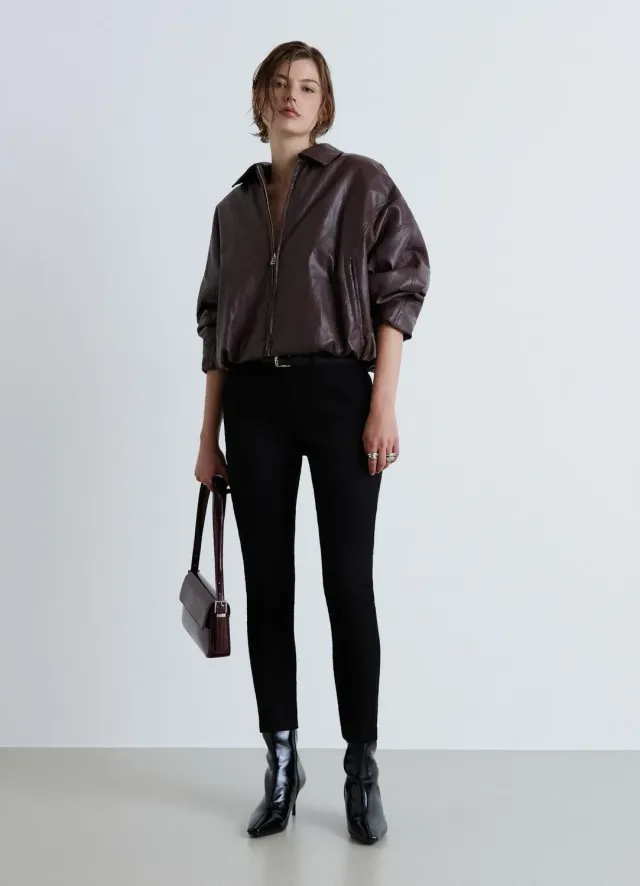 Calliope pantalon femme satiné coupe droite tailleur
