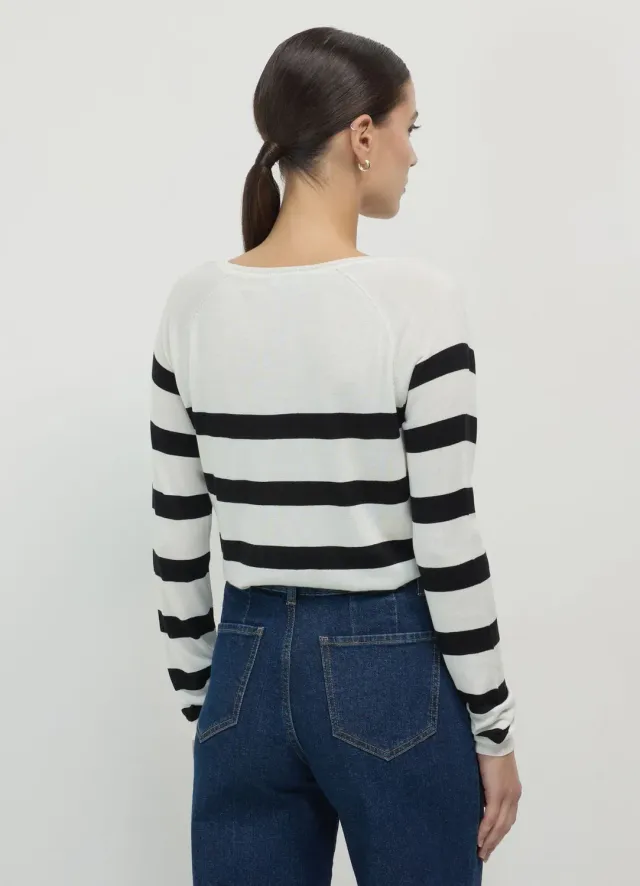 Calliope pull rayé femme col rond manches raglan