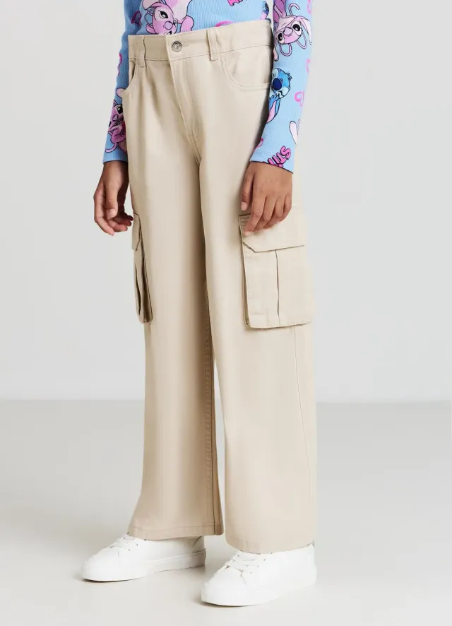 Calliope Pantalon cargo wide leg fille poches