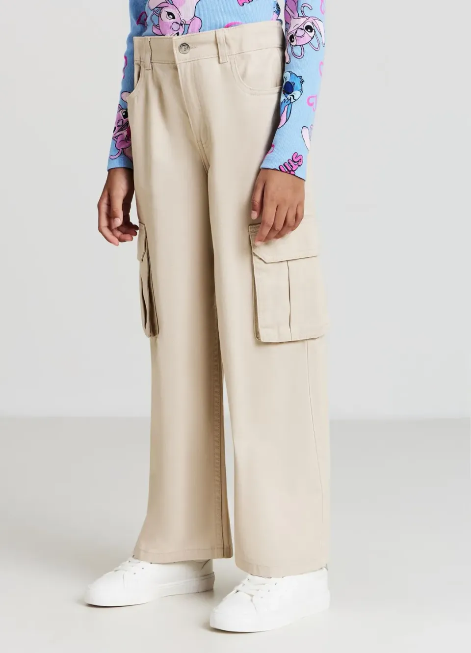 Calliope Pantalon cargo wide leg fille poches