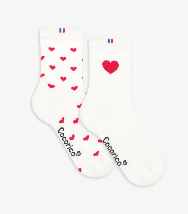 Cocorico Pack 2 Chaussettes Femme Cœur Rouge coton