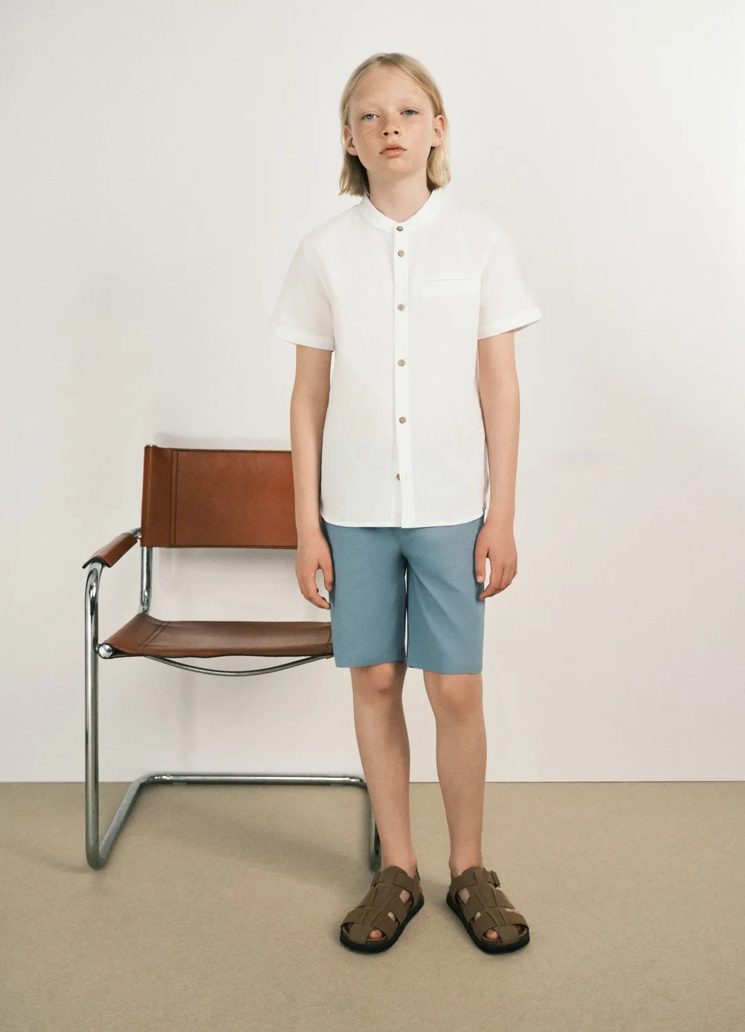 Calliope short chino garçon 8-9 ans uni classique