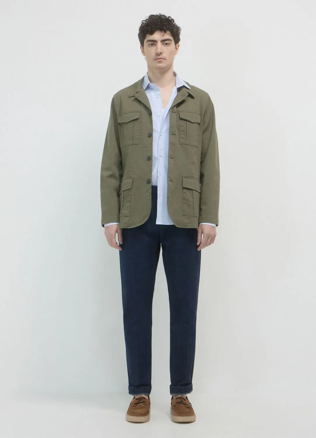 Calliope veste saharienne homme coton uni boutons
