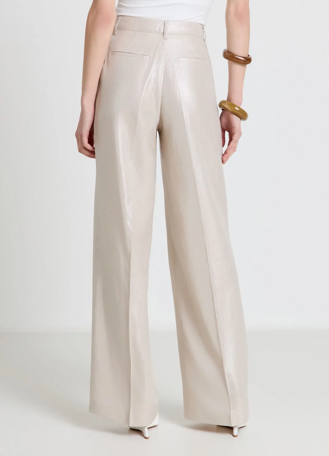 Calliope pantalon palazzo enduit femme taille haute