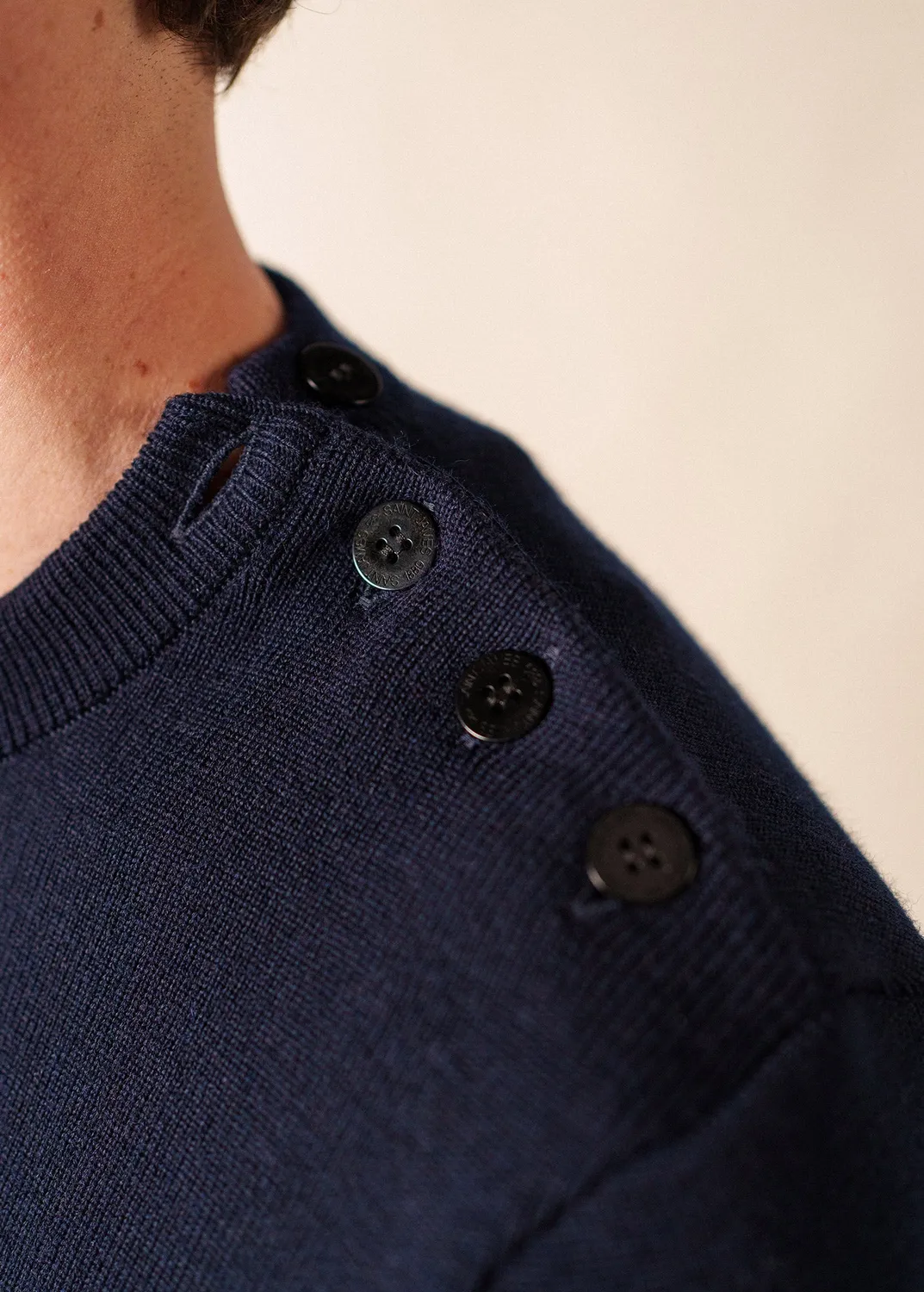 Saint James Binic pull marin marine/écru laine