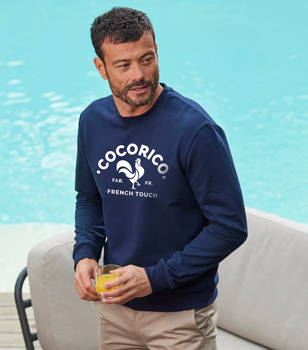 Cocorico Coq Français sweat homme marine coton