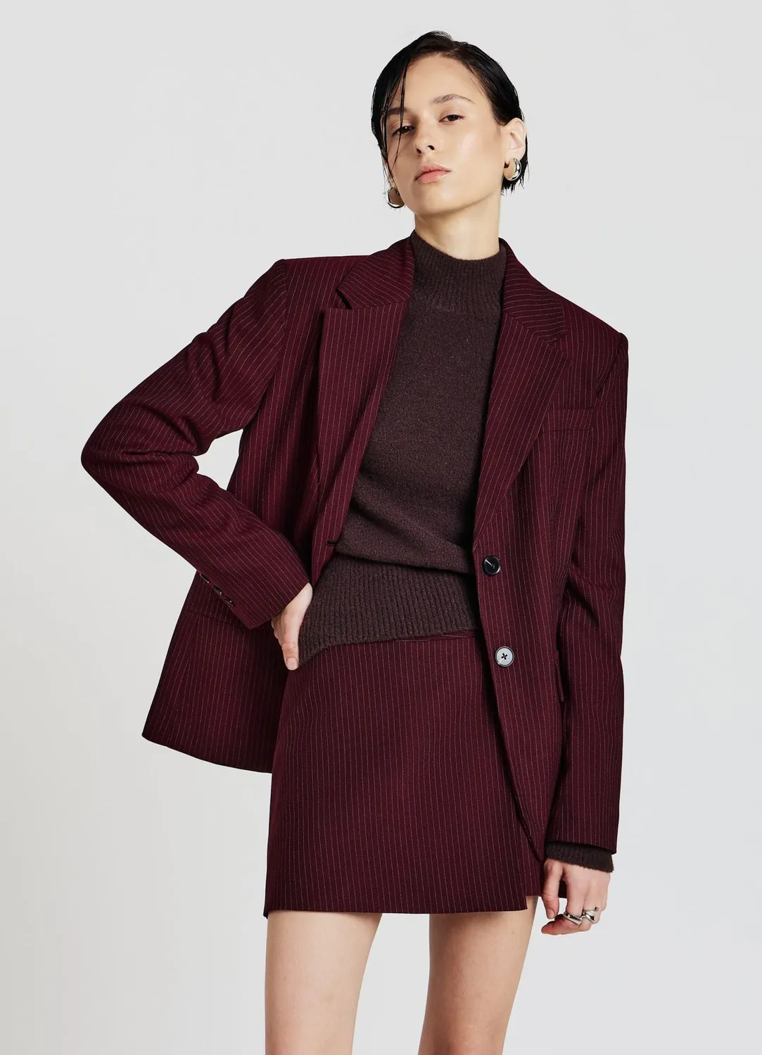 Calliope jupe-short rayée femme coupe droite bureau