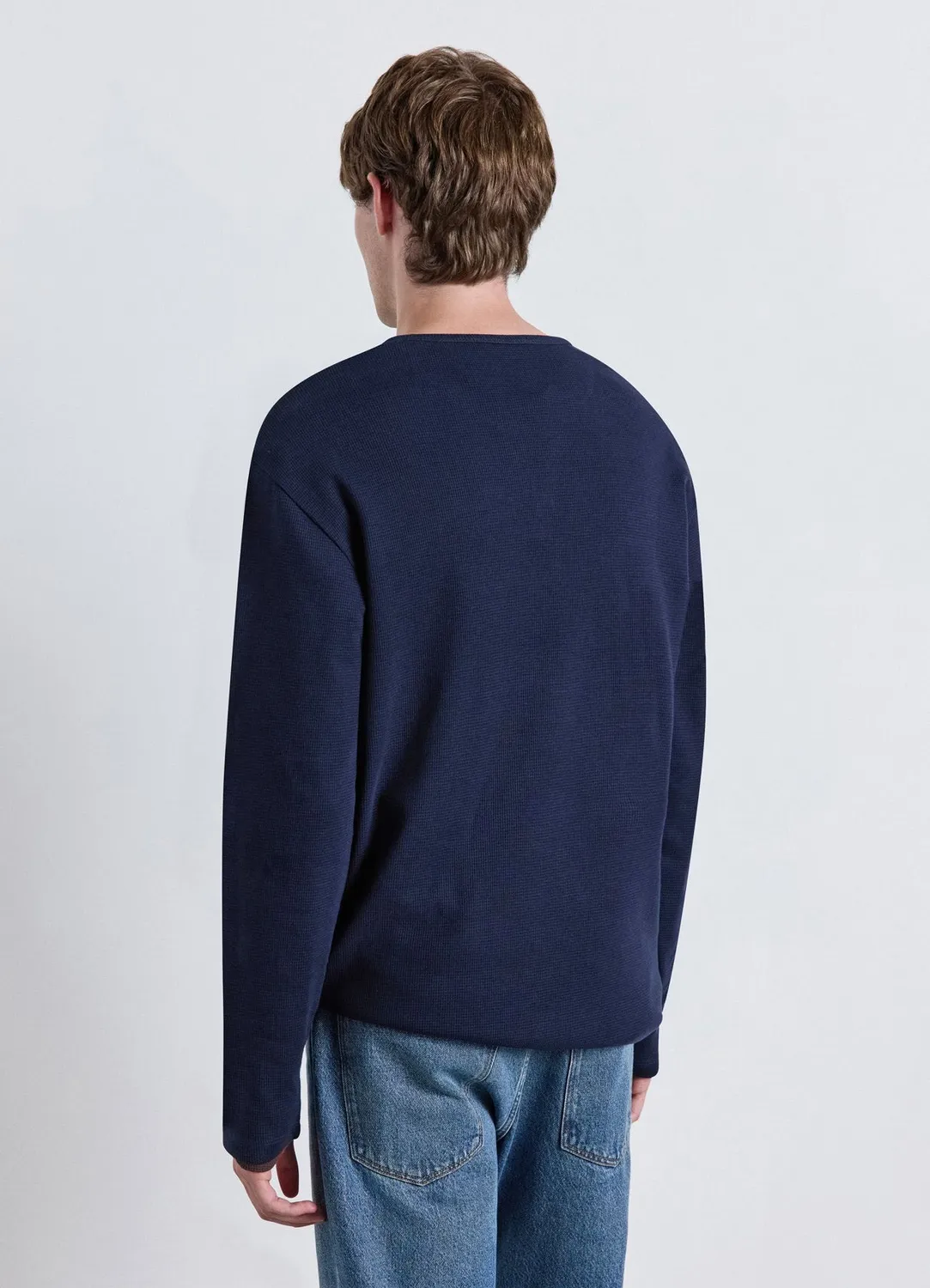 Calliope T-shirt Henley Waffle Homme Uni Manches Longues
