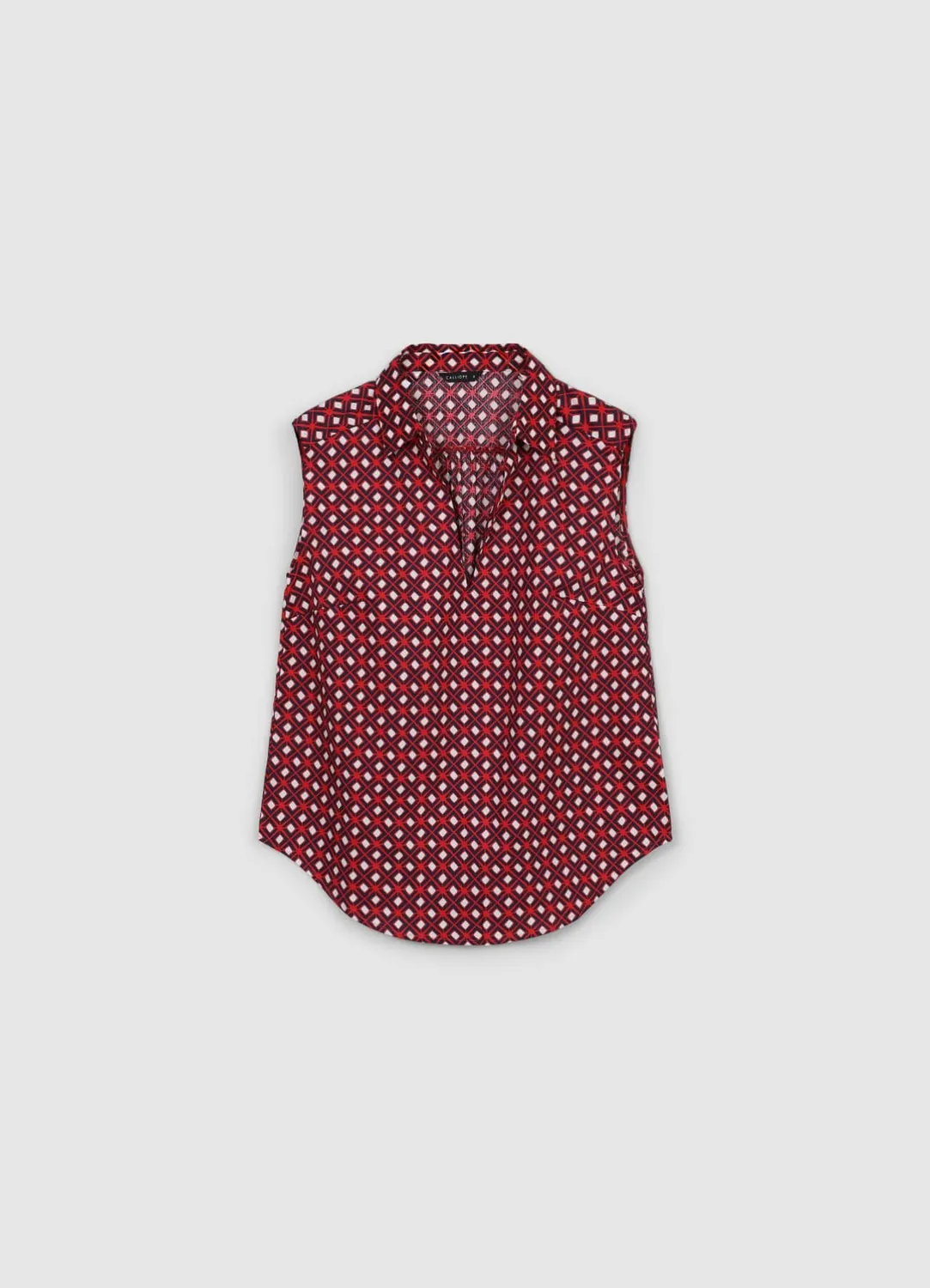 Calliope top col chemise motifs coton femme