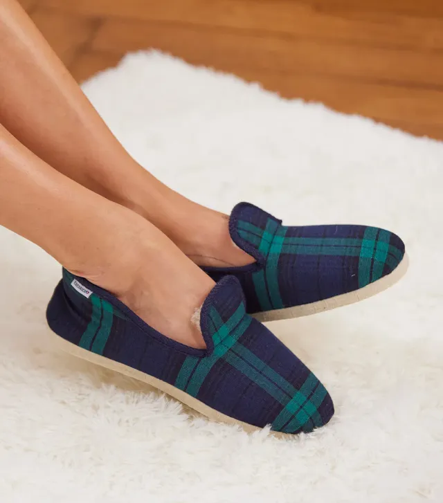 Cocorico Tartan Vert charentaises femme laine