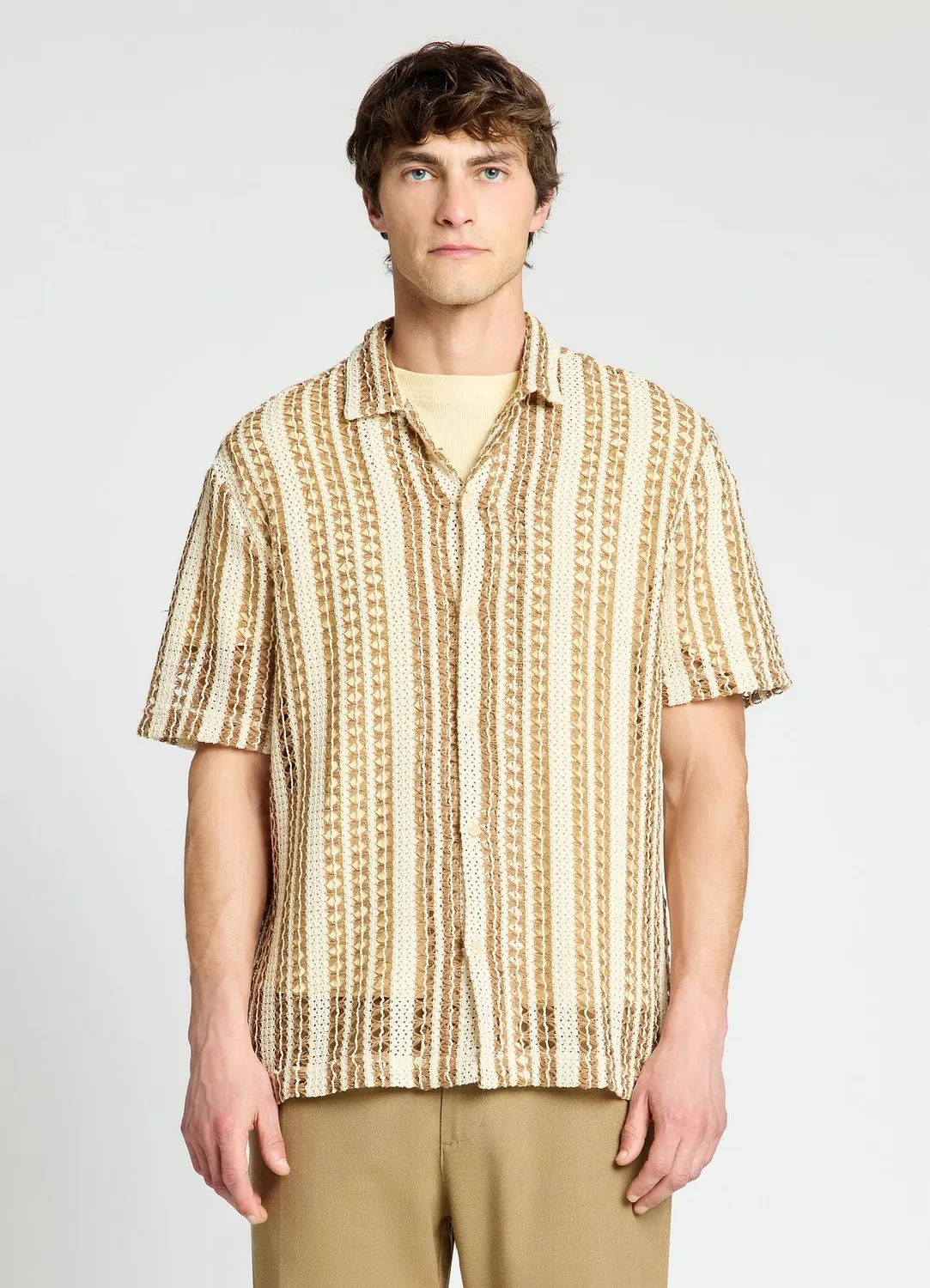 Calliope Chemise homme rayures crochet bowling