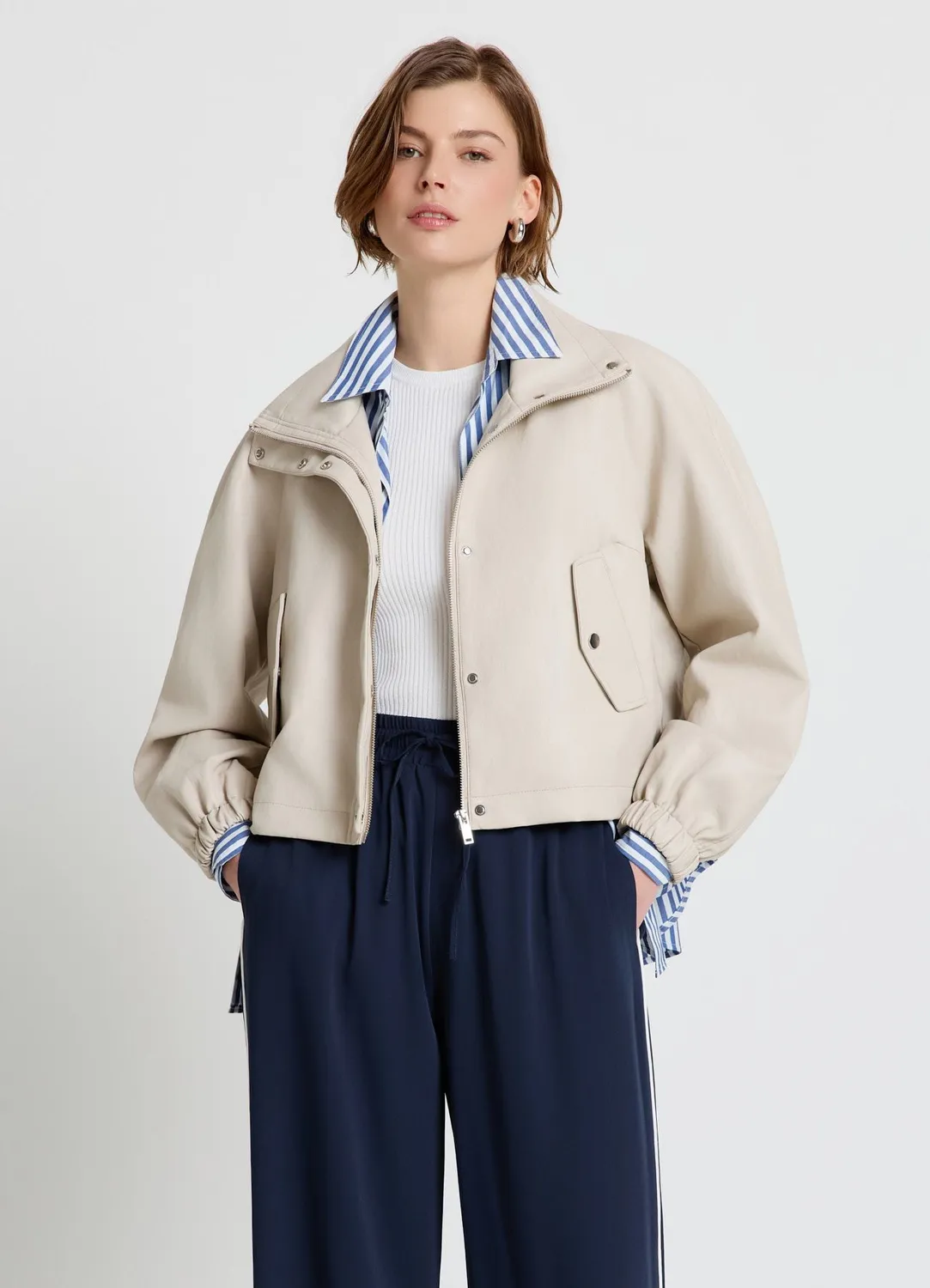 Calliope blouson femme court effet cuir zip