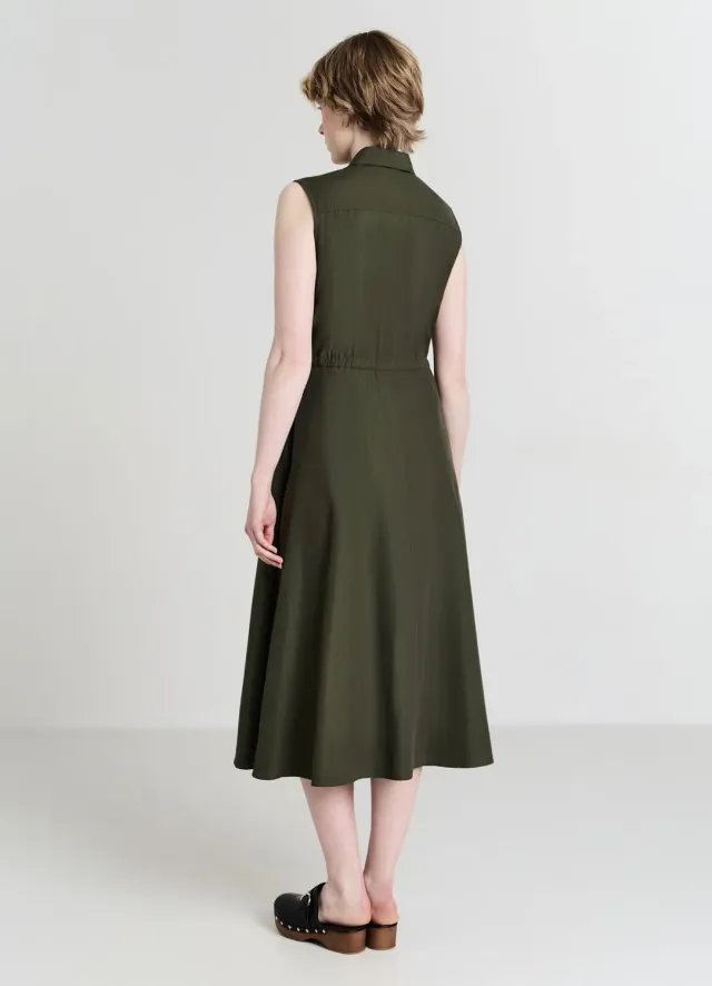 Calliope robe longue femme sans manches col chemise