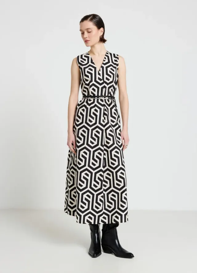 Calliope Robe longue sans manches femme imprimé géométrique