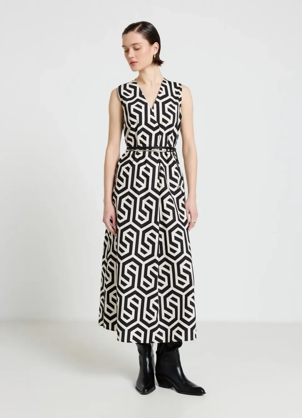 Calliope Robe longue sans manches femme imprimé géométrique
