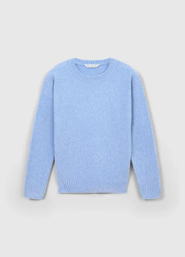 Calliope pull col rond fille en chenille manches longues