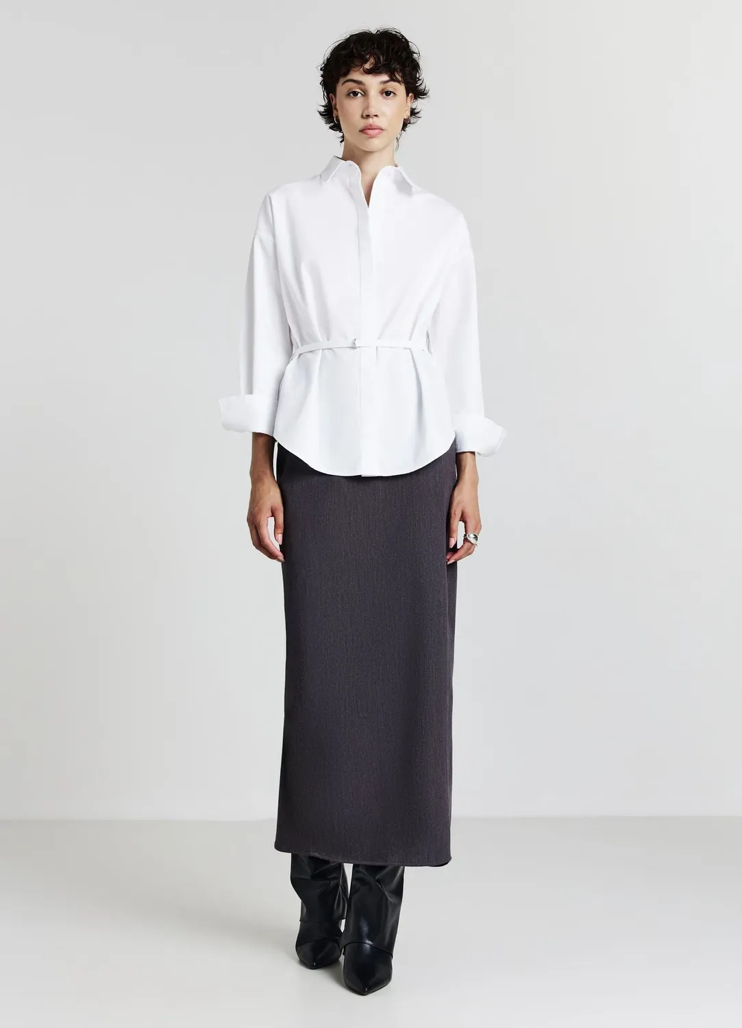 Calliope jupe longue femme taille haute fendue
