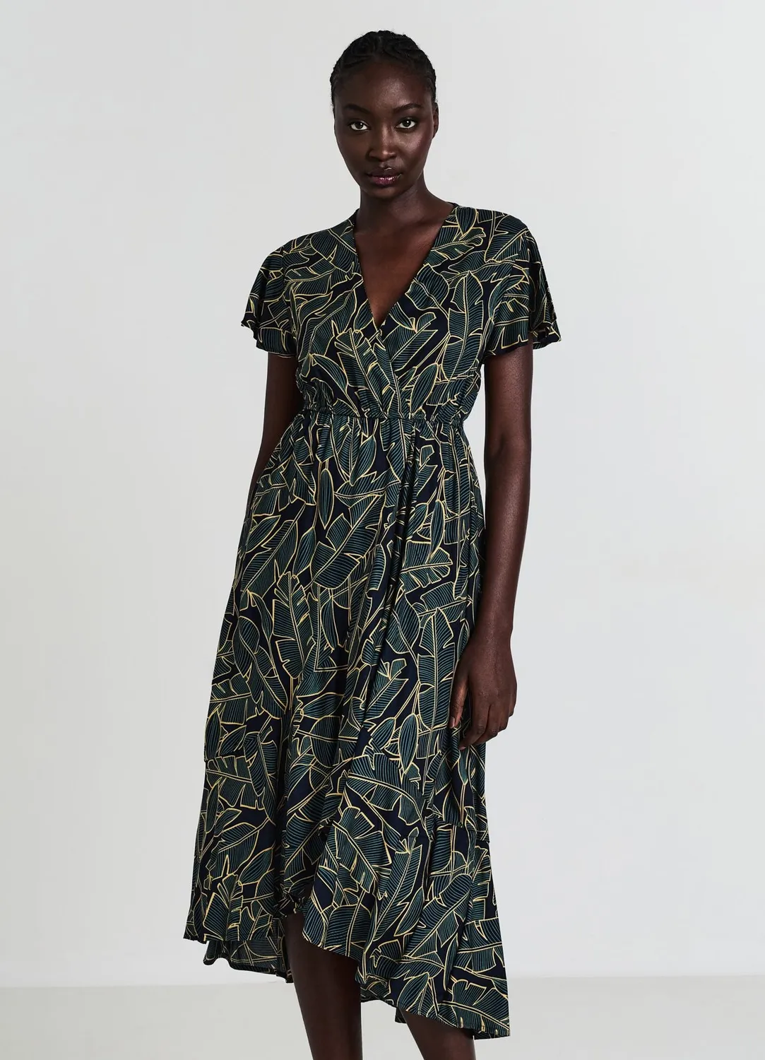 Calliope Atelier robe portefeuille feuillage femme
