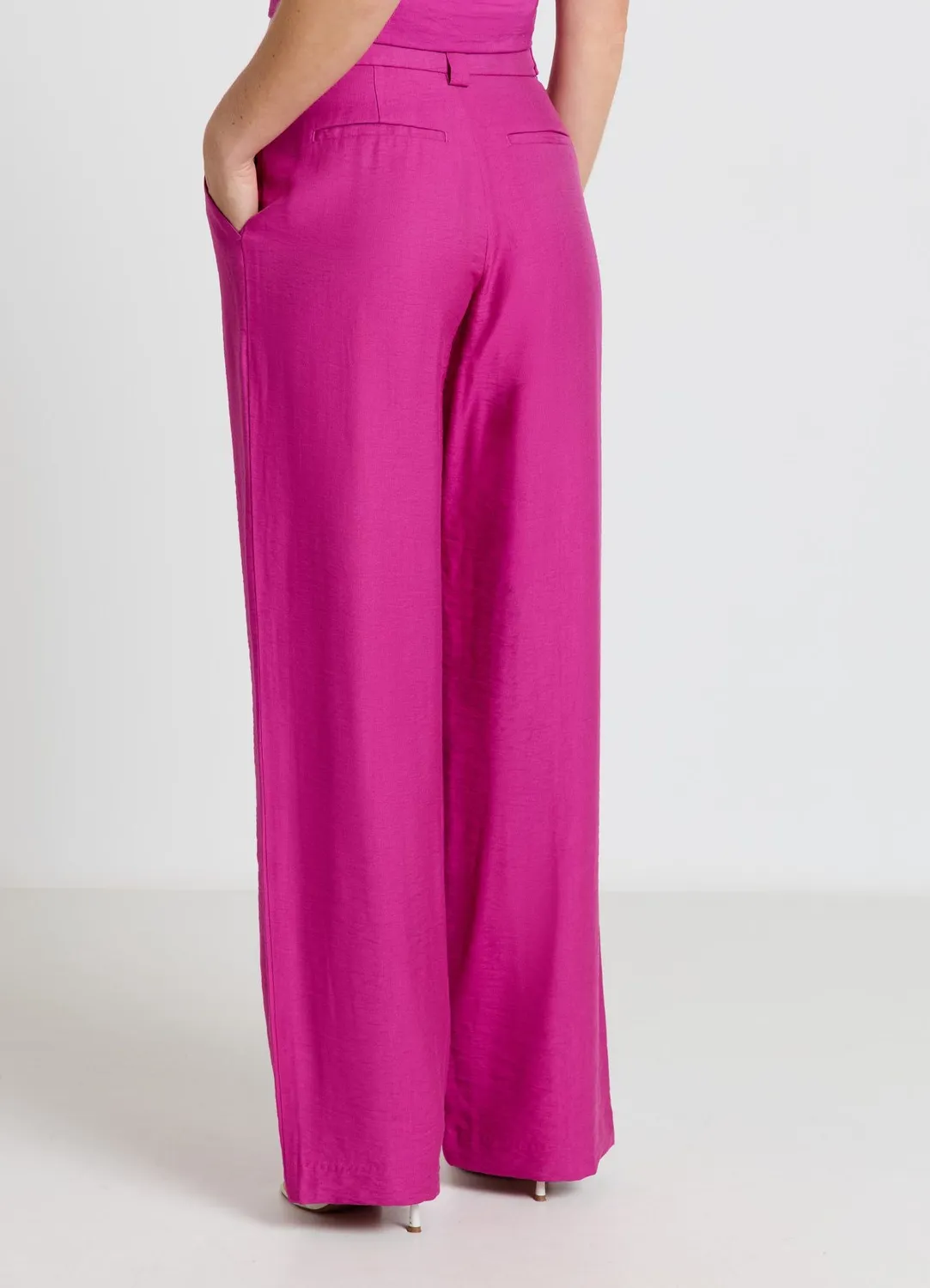 Calliope pantalon palazzo femme plissé taille haute