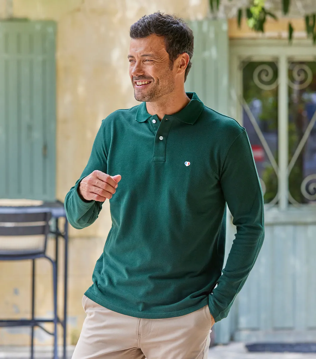 Cocorico Iconique polo manches longues homme sapin coton