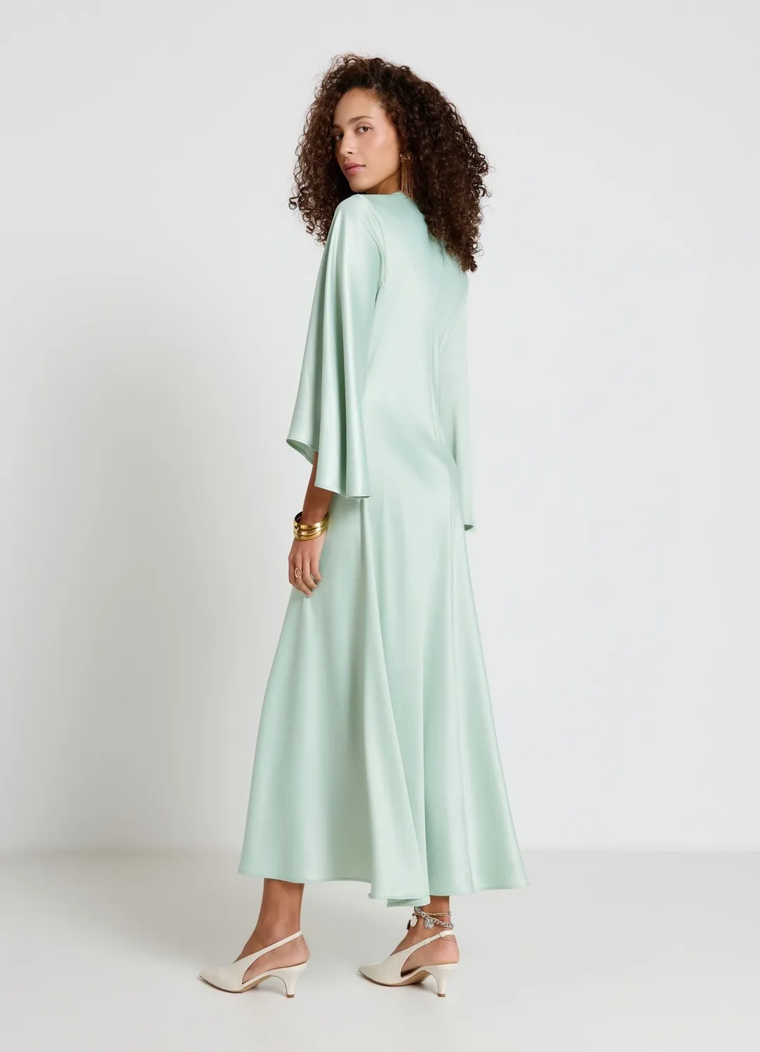 Calliope robe longue satin col V femme