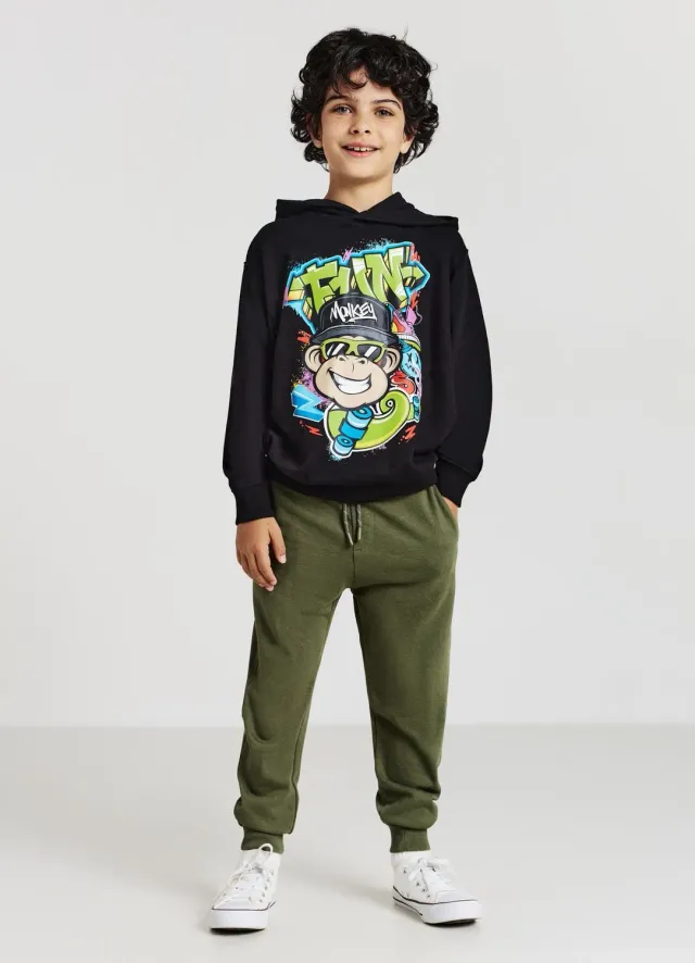 Calliope Pantalon Jogging Uni Garçon Élastiqué