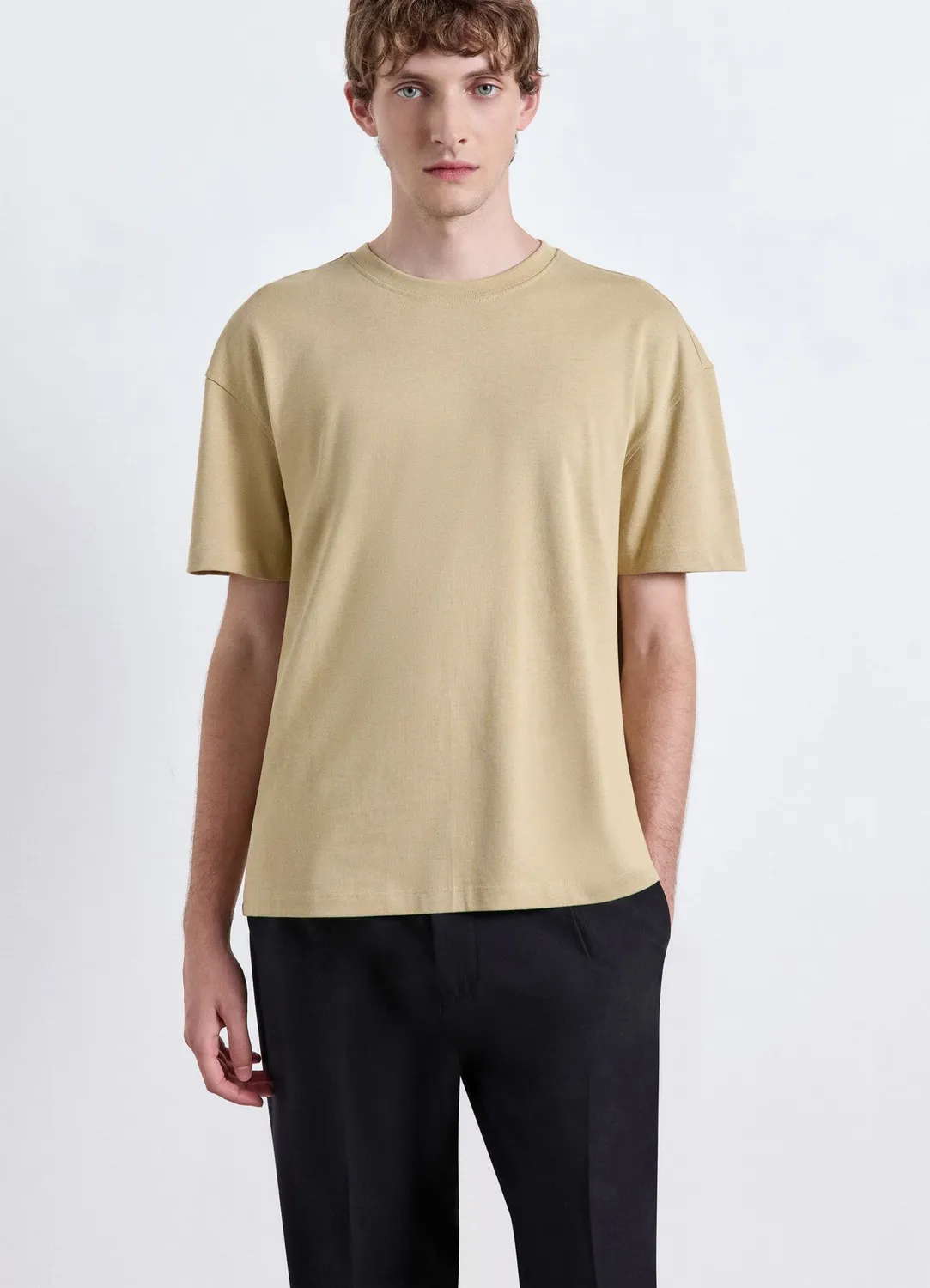 Calliope T-shirt boxy uni homme col rond manches courtes