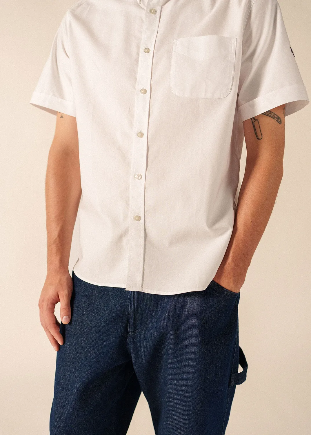 Saint James Amboise chemise blanche coton manches courtes