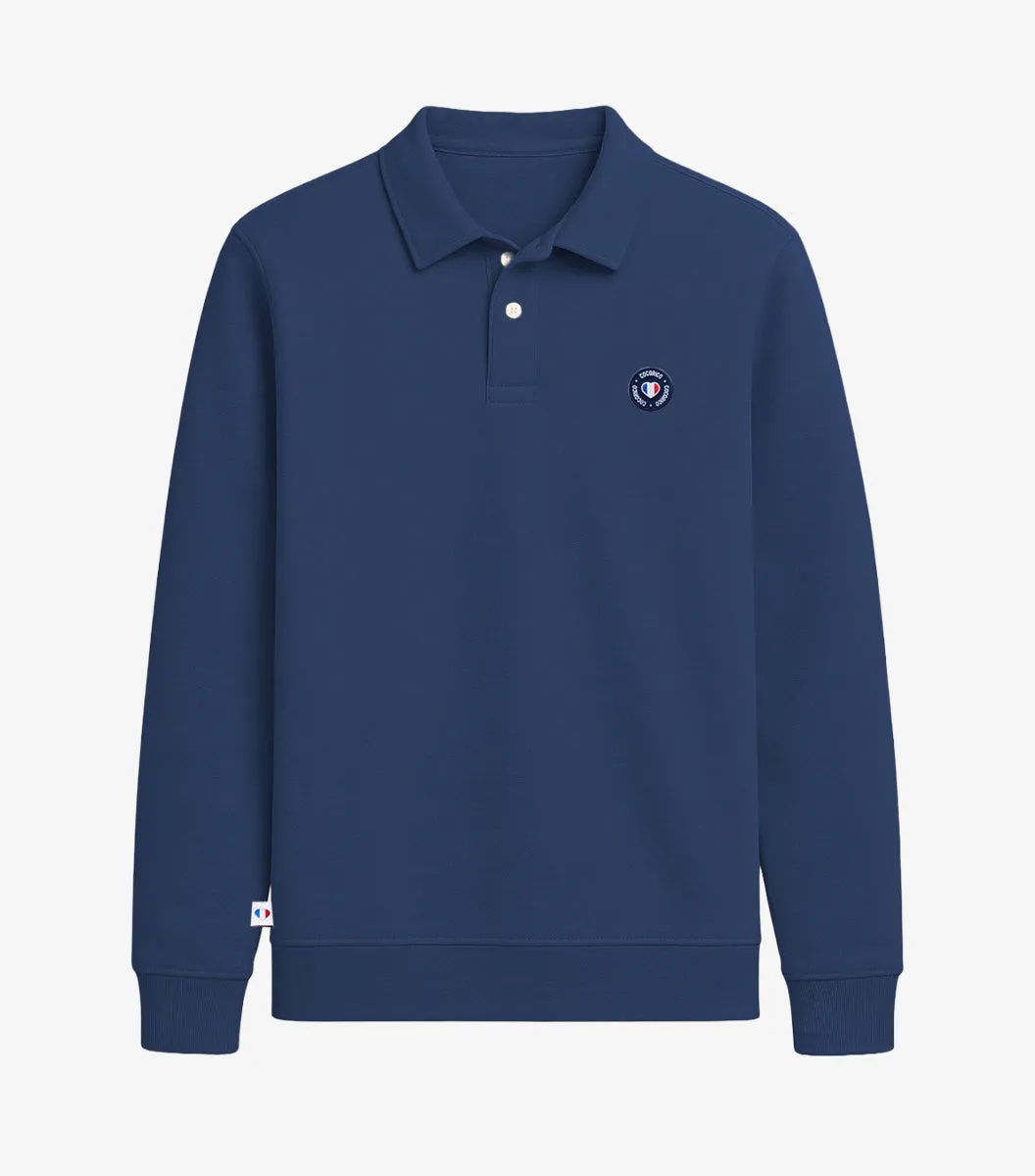 Cocorico Blason sweat polo homme marine coton