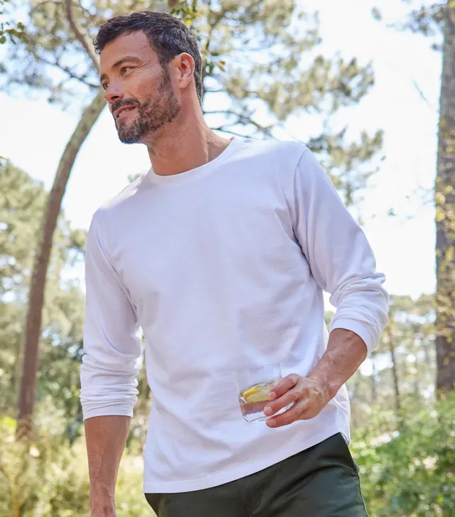 Cocorico Intemporel T-shirt Manches Longues Homme Blanc 100% coton