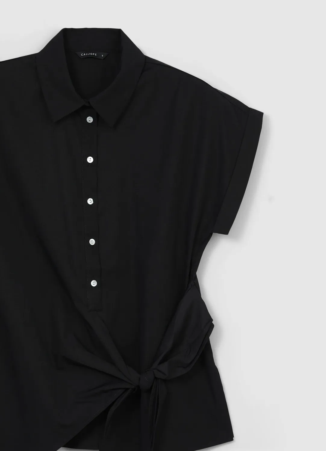Calliope chemise nœud manches courtes coton