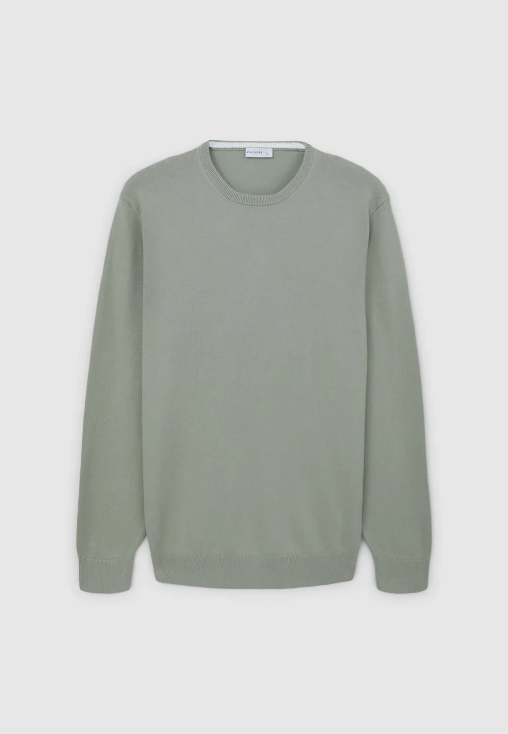 Calliope girocollo pull homme coton uni manches longues