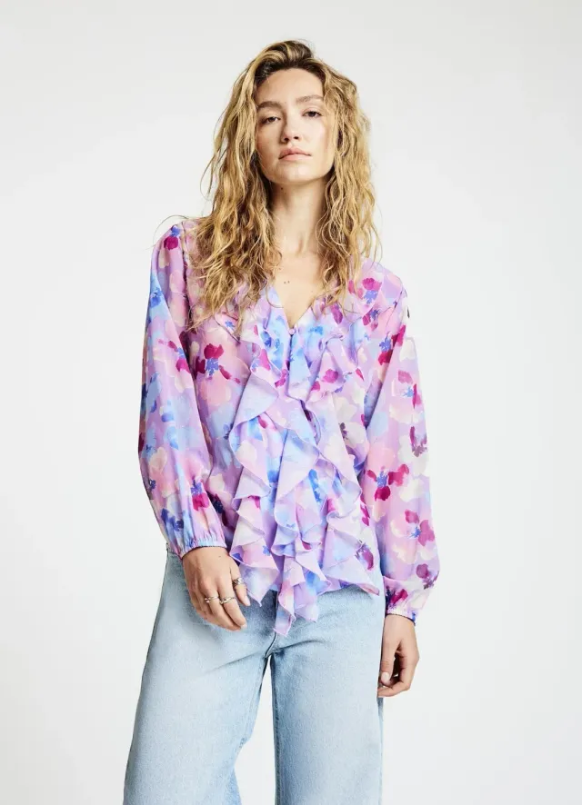 Calliope blouse fleurie volants femme col V
