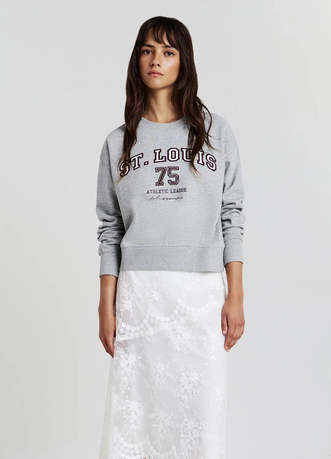 Calliope Sweat cropped femme imprimé collège