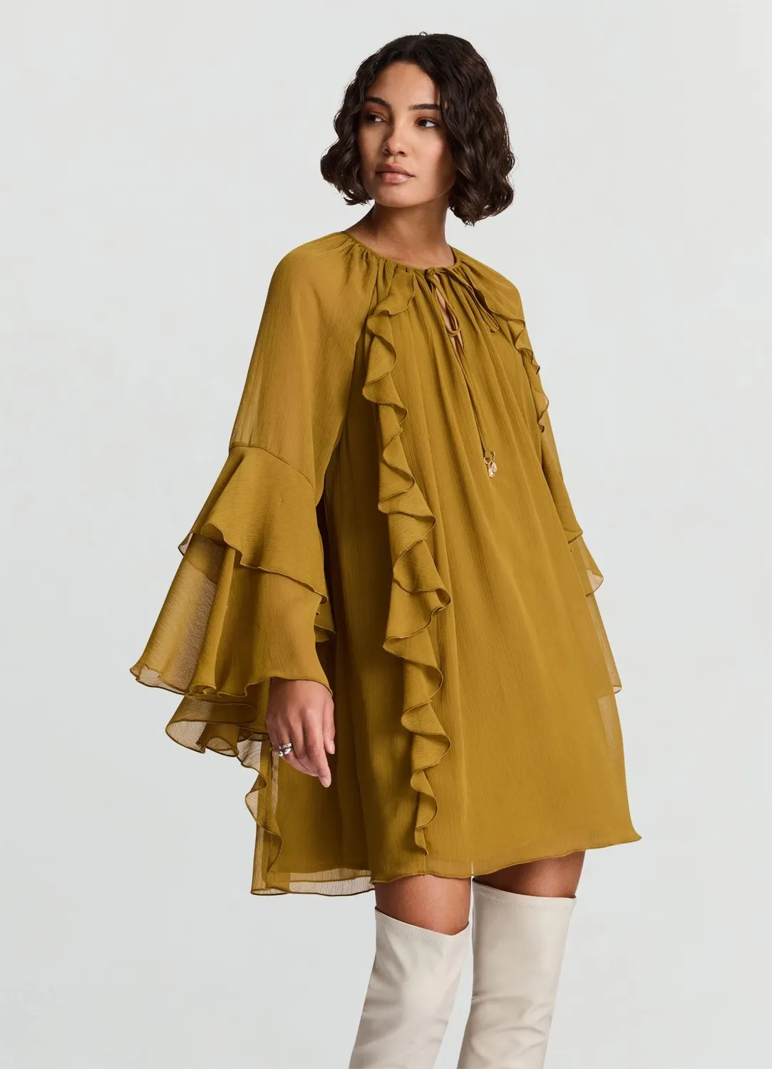 Calliope Atelier robe mini volants femme unie